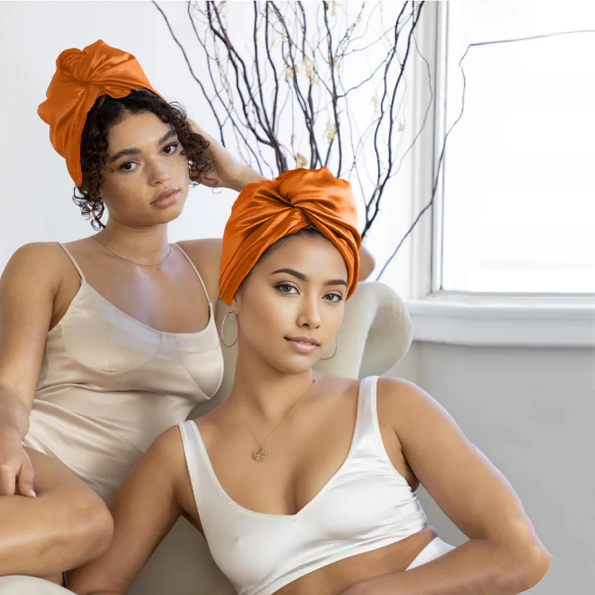 100% Mulberry Silk Head Turban Hair Wrap with Hyaluronic Acid Inside - Mimi's Hair Designs