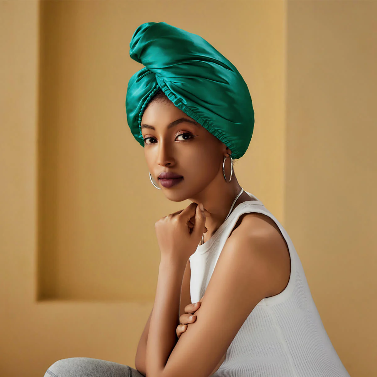 100% Mulberry Silk Head Turban Hair Wrap with Hyaluronic Acid Inside - Mimi's Hair Designs