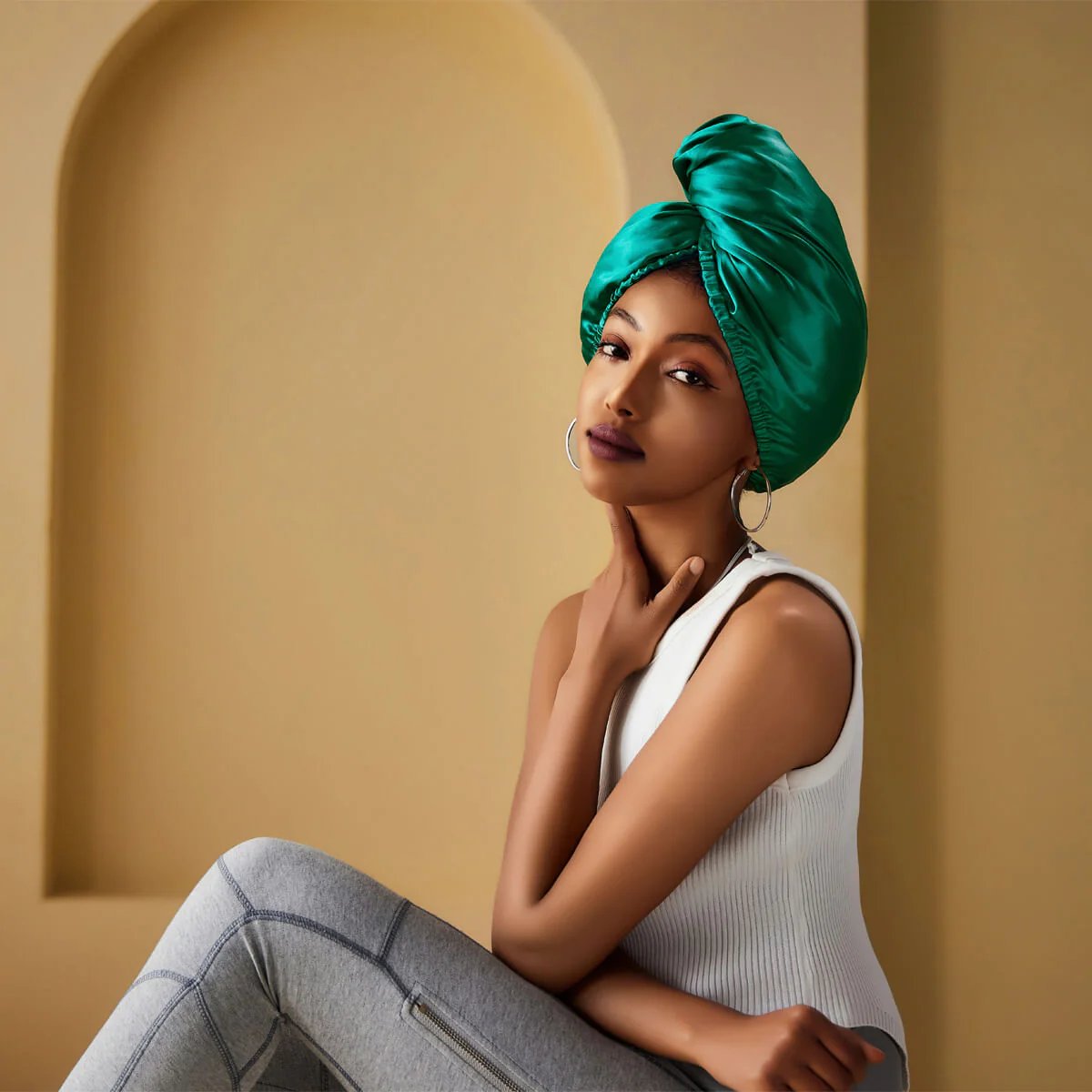 100% Mulberry Silk Head Turban Hair Wrap with Hyaluronic Acid Inside - Mimi's Hair Designs
