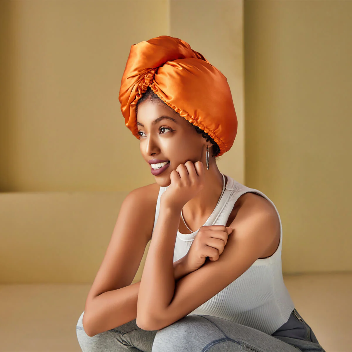 100% Mulberry Silk Head Turban Hair Wrap with Hyaluronic Acid Inside - Mimi's Hair Designs