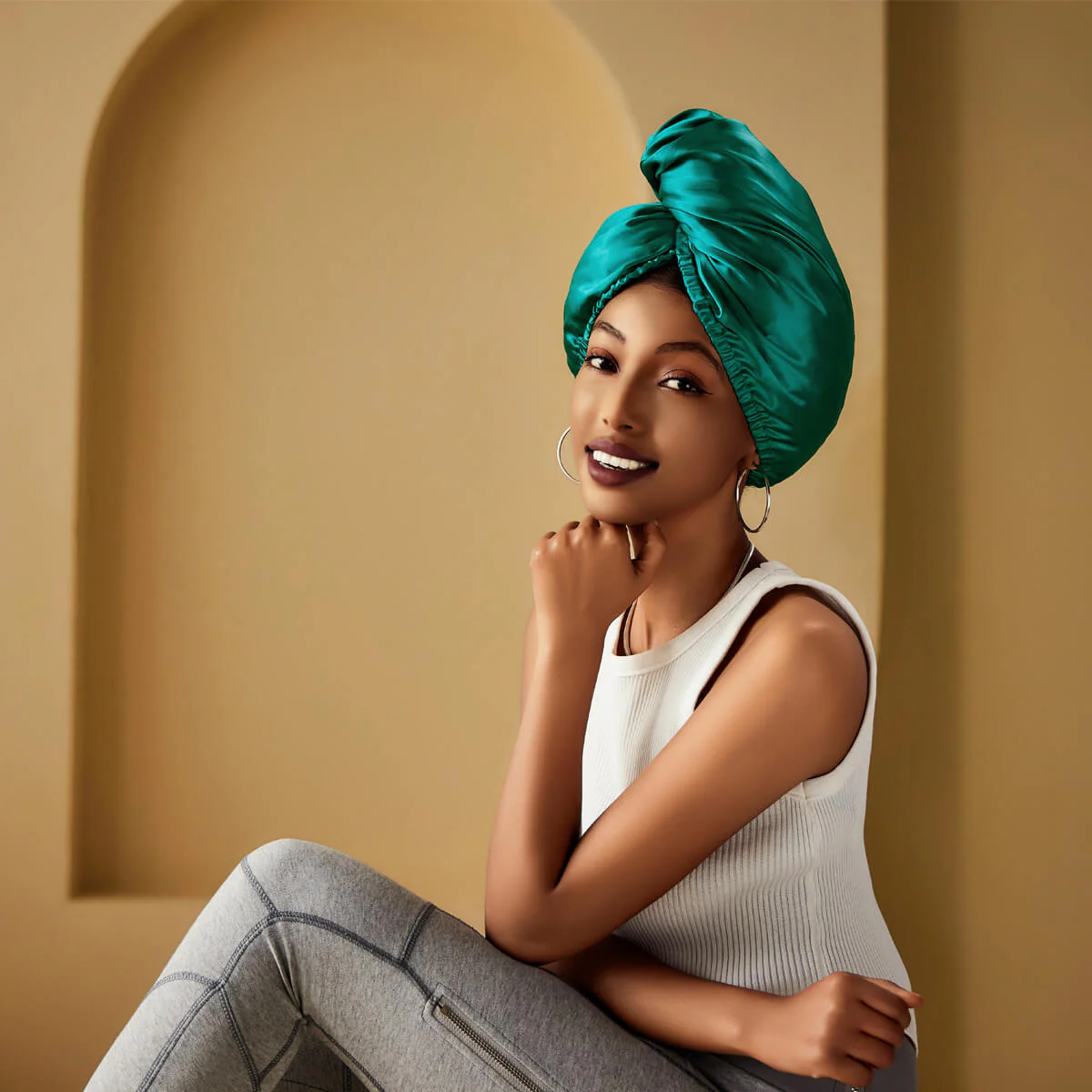 100% Mulberry Silk Head Turban Hair Wrap with Hyaluronic Acid Inside - Mimi's Hair Designs