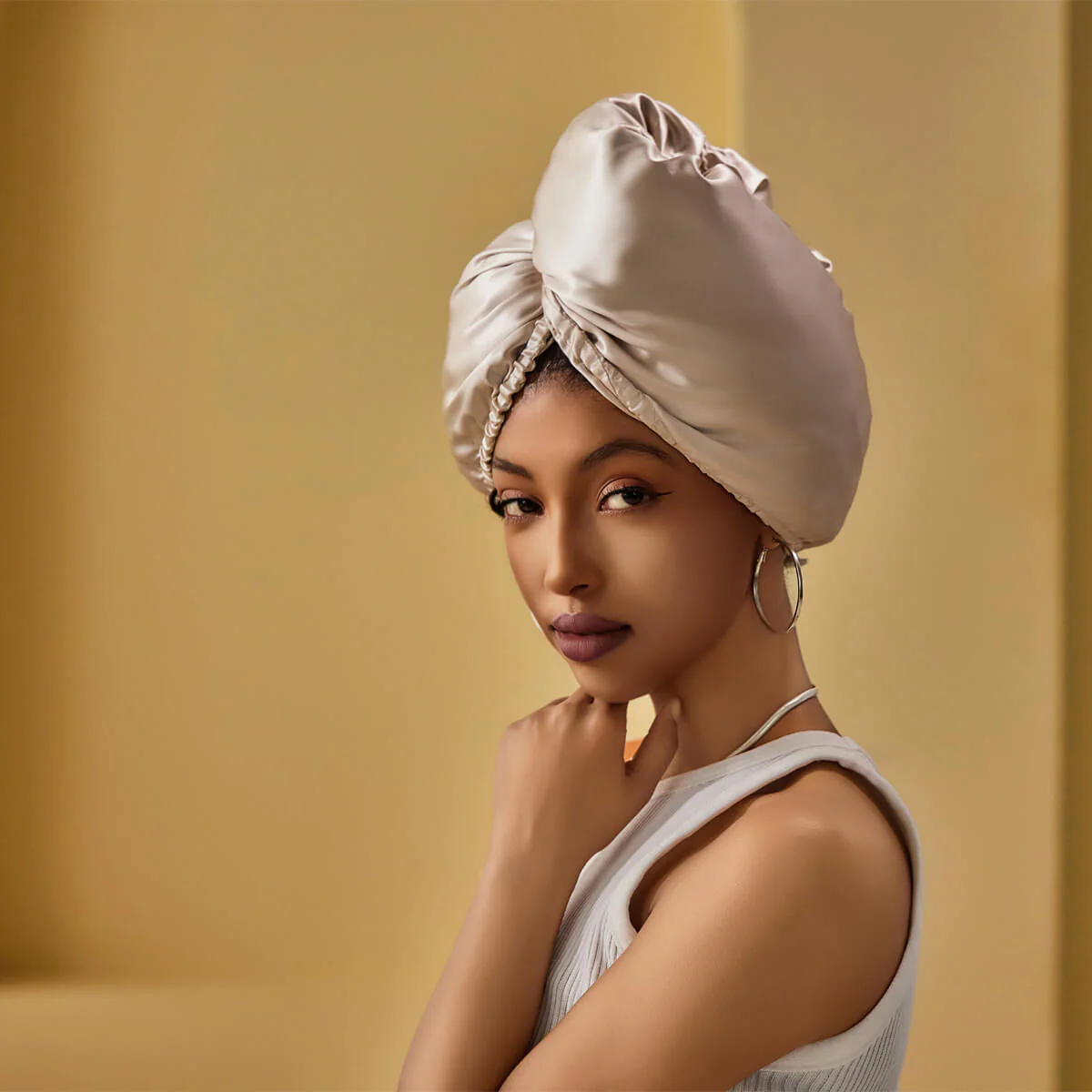 100% Mulberry Silk Head Turban Hair Wrap with Hyaluronic Acid Inside - Mimi's Hair Designs